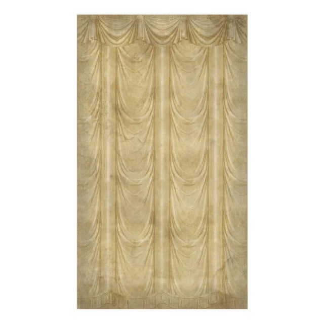 Draped Straw Panoramic Wallpaper on Antique-Style Paper For Sale