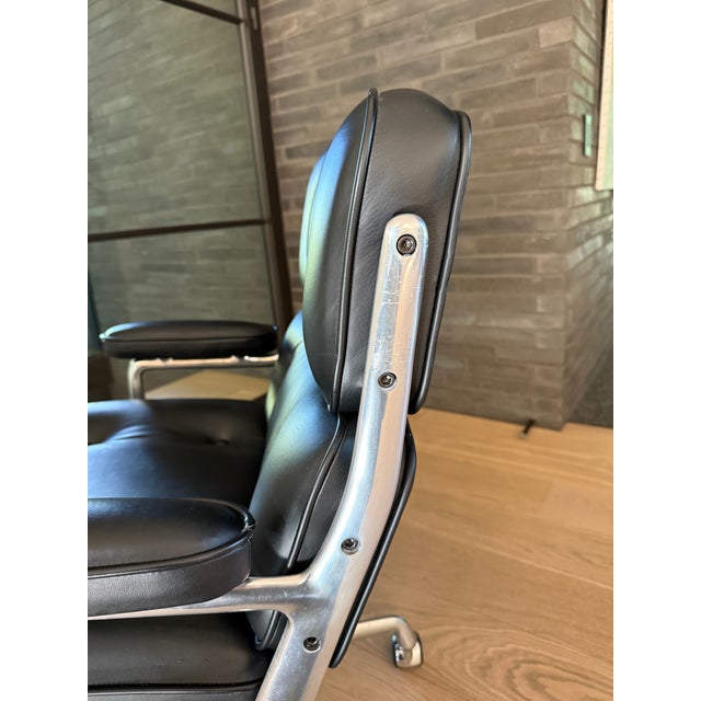 Herman Miller Eames Time Life Chair in Black Leather With Polished Chrome Base For Sale - Image 10 of 12
