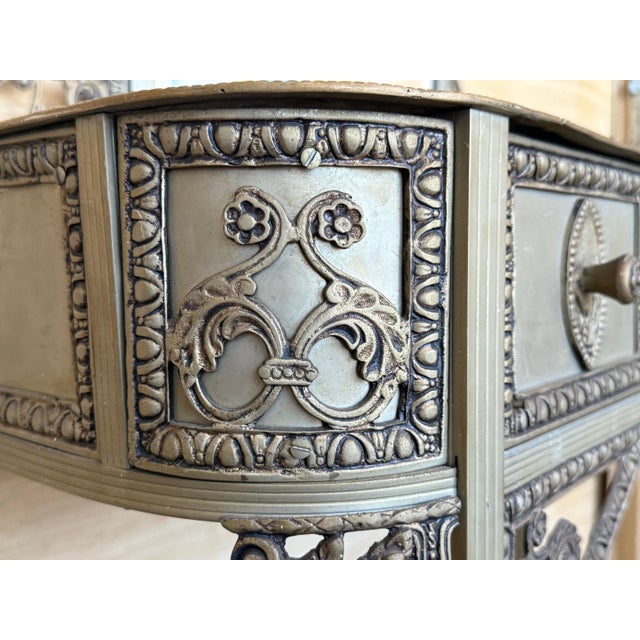 Gray 19th Century French Bronze Mirrored Dressing Table or Vanity with Mirror For Sale - Image 8 of 18