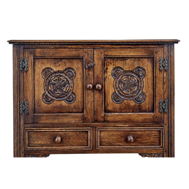 Gothic Revival English Carved Oak Cupboard, 1980s For Sale - Image 3 of 11