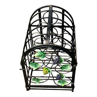 Mid 20th Century Wrought Iron 9-Bottle Wine Holder For Sale