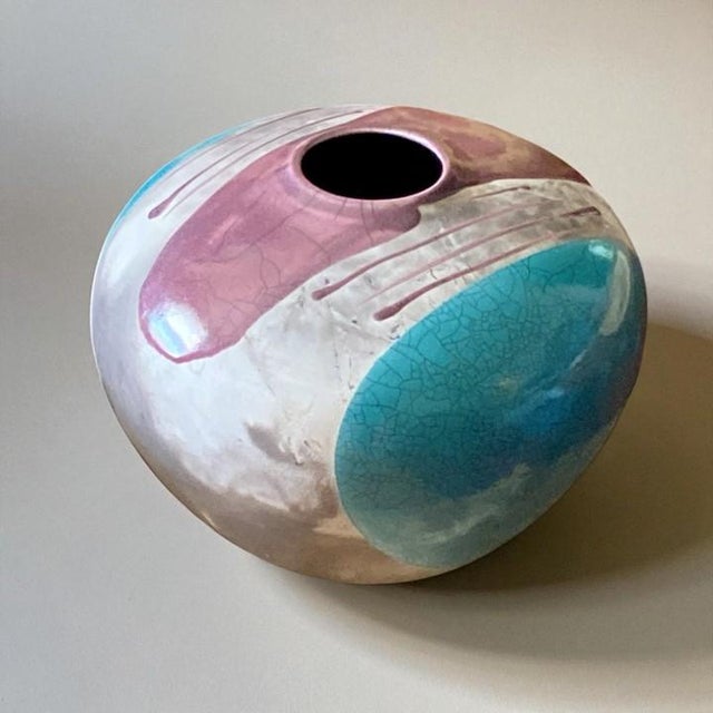 Tony Evans Tony Evans Raku Pottery Vase/Urn 13” Diameter (Signed and Numbered #127) For Sale - Image 4 of 18