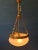 Classic Art Nouveau ceiling lamp with plenty of decorations. Large glass body with pompous brass suspension. Beautiful...