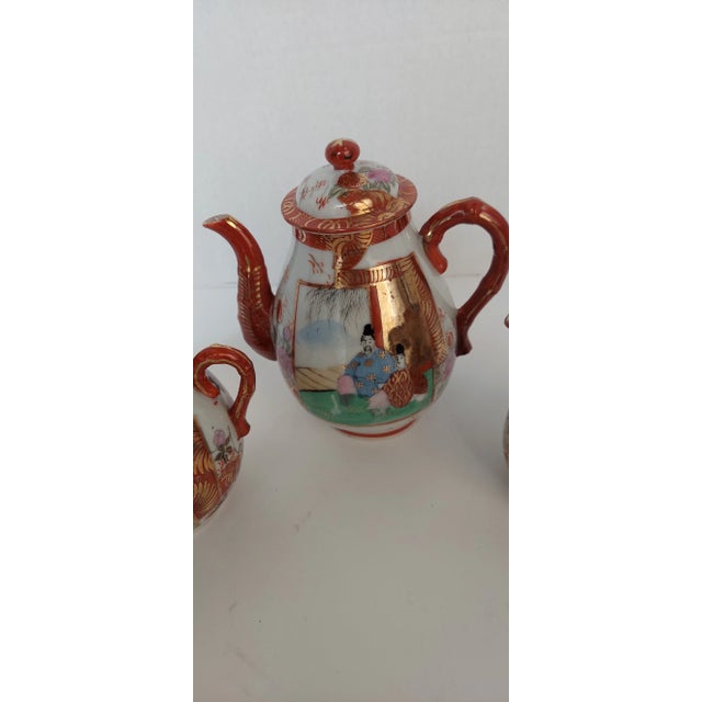 Vintage Asian Tea Pot, Covered Sugar Bowl, and Creamer Set- 3 Pieces For Sale - Image 9 of 12