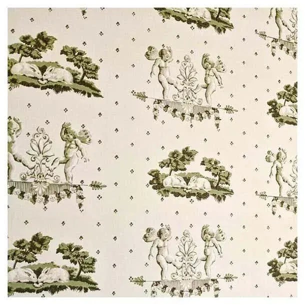 Brunschwig & Fils Hand-Printed Cherubin Et Lapins, Wallpaper, Angels and Rabbits For Sale In New York - Image 6 of 6