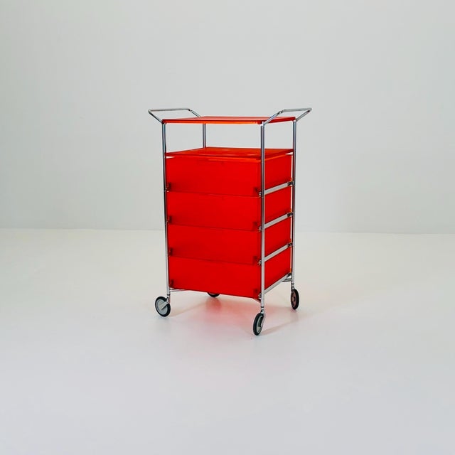 Mobil Storage Unit in Orange PMMA and Chrome by Antonio Citterio for Kartell, Italy, 1990s For Sale - Image 12 of 17