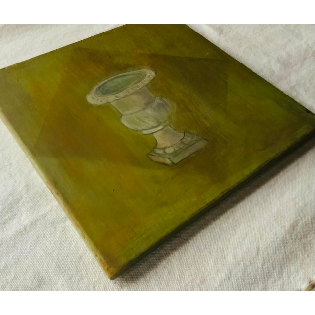 Charming French Oil on Wood Still Life Painting , 15" Square For Sale - Image 4 of 12