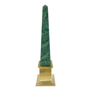 Vintage Egyptian Revival Green Marble and Brass Obelisk