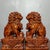 Wood Pair of Hand-Carved Boxwood Guardian Lion Statues on Decorative Bases For Sale - Image 7 of 9
