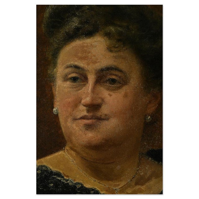 Moreau Deschamps, Portraits of a Belgian Couple, 1905, Oil on Canvases, Framed, Set of 2 For Sale - Image 13 of 15