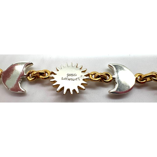 Signed Sergio Bustamante Sterling & Vermeil Sun & Moon Link Bracelet, 1990s For Sale - Image 17 of 18