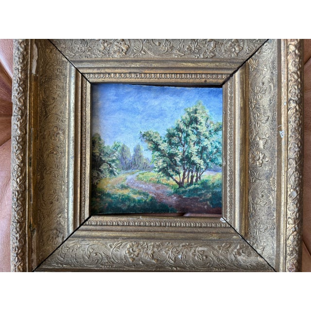 A wonderful, small (approx 4 x 6”) antique French watercolor featuring a tree on a path. Brittany school, early 1900s....