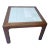 1970s Coastal Chic Walnut and White Ceramic Tile Square Side Coffee Table For Sale