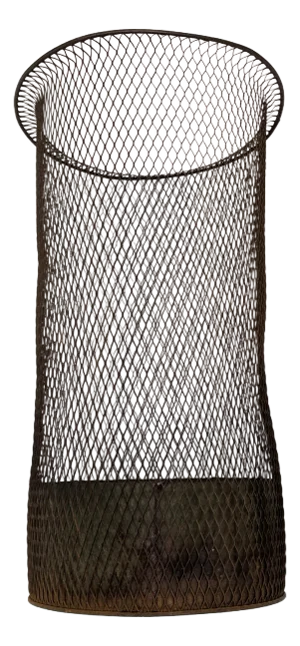 French Tole Split Wire Early 20th Century Trash Can With Liner