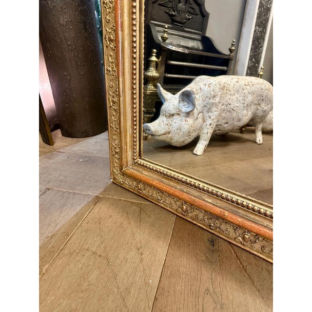 Glass Large Antique French Gold Gilt Over Mantle Mirror, 1840 For Sale - Image 7 of 15