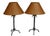 Rustic Hand-Wrought Iron Table Lamps With Oiled Shades, a Pair For Sale - Image 11 of 11