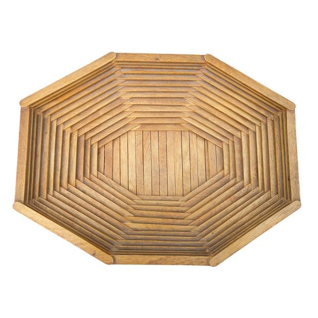 Wood Vintage Tramp Art Decorative Catchall Bowl For Sale - Image 7 of 8