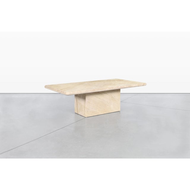 1980s 1980s Vintage Italian Marble Coffee TableVintage Italian Modern Travertine Coffee Table, 1980s For Sale - Image 5 of 10