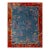 Tranquil and Calming Light Blue Background With Warm Red Field and Magnificent Array of Multicolored Floral Motifs Antique Chinese Art Deco Rug For Sale