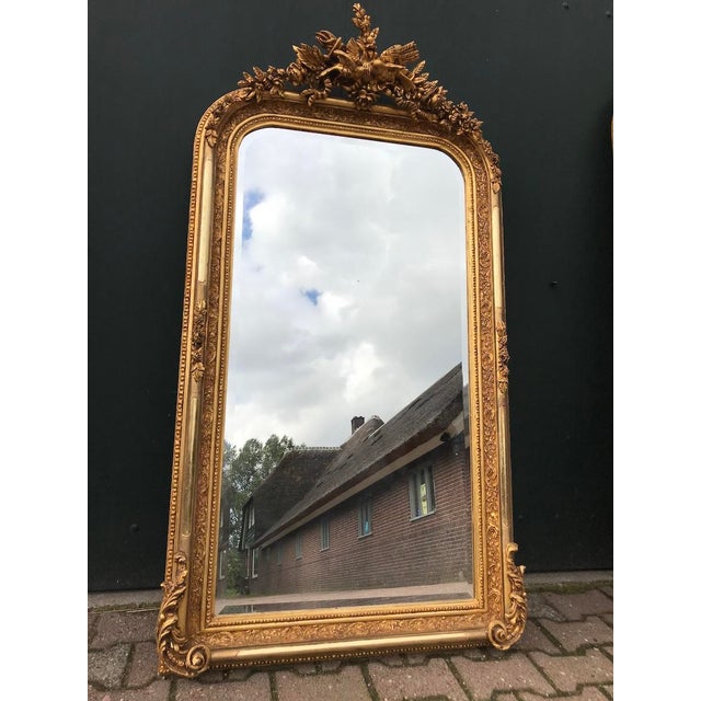 Wood 1980s French Louis XVI Gold Wood Full-Length Floor Mirror For Sale - Image 7 of 18