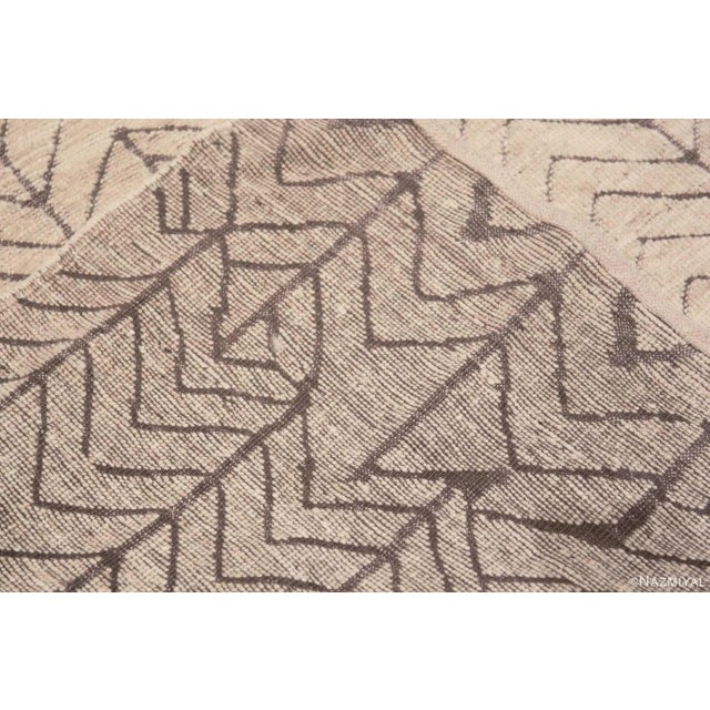 Brown Nazmiyal Collection Large Primitive Motif Ivory Modern Area Rug For Sale - Image 8 of 8