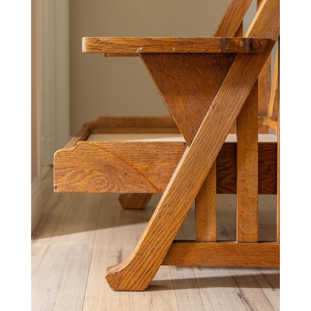 Antique Arts & Crafts Mission Quarter-Sawn Oak High-Back Lounge Chair For Sale - Image 12 of 16