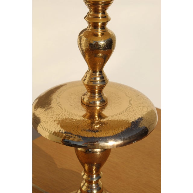 1960s Hollywood Regency Brass Floor Lamp with Shade For Sale In San Diego - Image 6 of 14