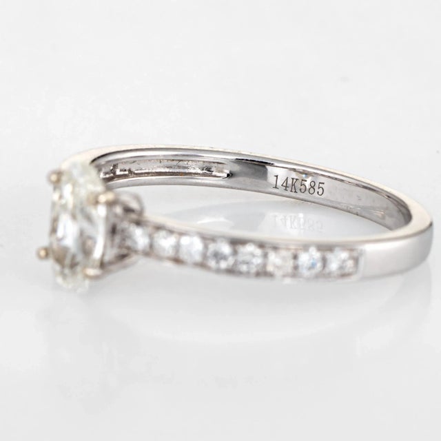 Metal Mid 20th Century Oval Cut 0.86 Carat Diamond Engagement Ring 14 Karat Gold Fine Bridal size 6.75 For Sale - Image 7 of 7