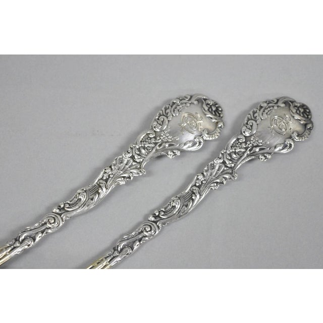 Antique Gorham Versailles Sterling Silver Flatware Salad Serving Fork & Spoon Set- 2 Pieces For Sale - Image 11 of 12