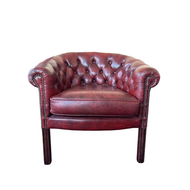 Vintage Chesterfield Club Chair in Oxblood Leather, 1990s For Sale - Image 4 of 4