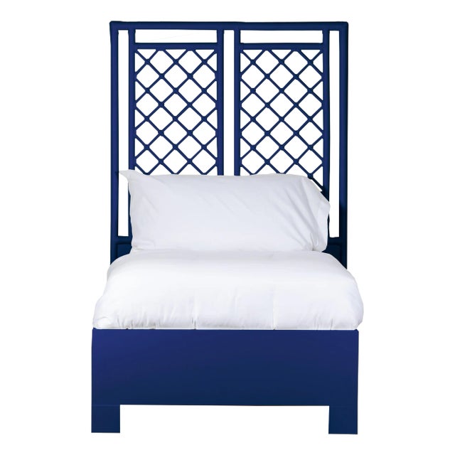 X & Diamond Platform Bed Twin, Navy Blue For Sale
