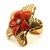 Vintage Italian 18k Gold Coral Flower Ring With Diamond Center, Size 8 For Sale - Image 9 of 14