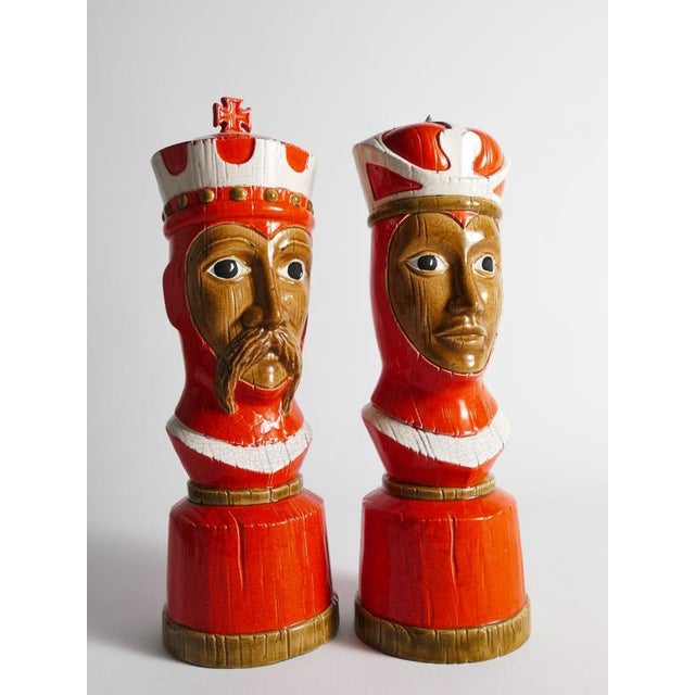 Italian Ceramic King and Queen Chess Piece Sculptures by Bitossi, 1960s, Set of 2 For Sale - Image 11 of 18
