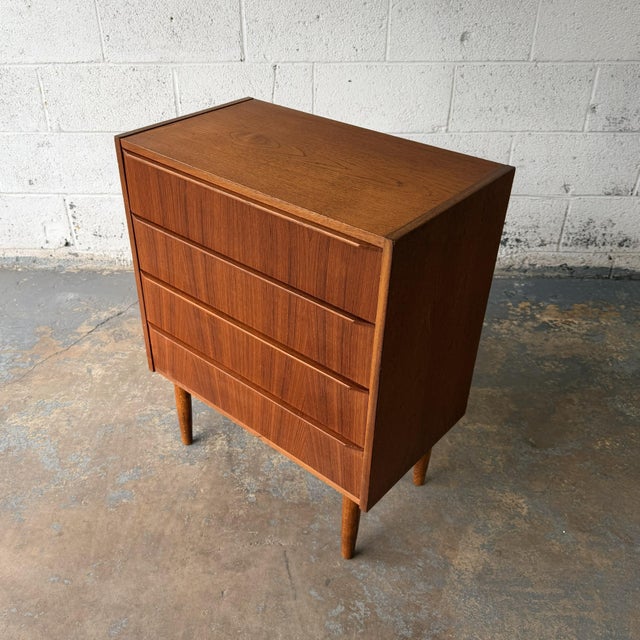 Mid-Century Modern Vintage Danish Mid Century Modern Teak Four-Drawer Chest of Drawers Commode, Circa 1960s For Sale - Image 3 of 6