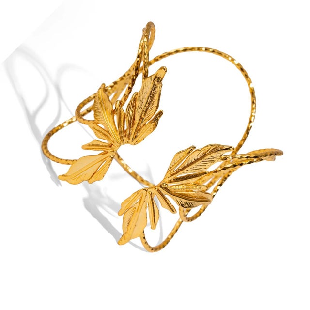 Early 21st Century Floral Spirit Gold Arm & Cuff Bracelet For Sale - Image 5 of 11