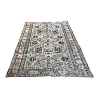 1960s Green Handmade Anatolian Floral Wool Rug For Sale