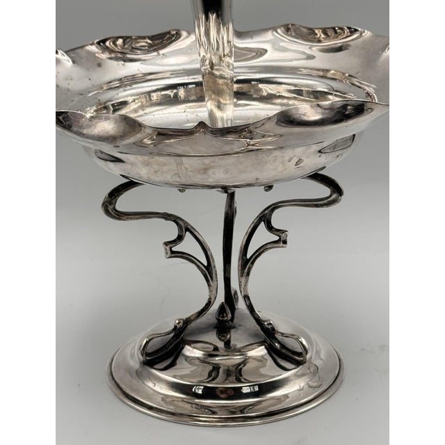 1910s Antique Silverplate Epergne 2 Tier English Epns Converts Tazza Centerpiece For Sale - Image 5 of 10