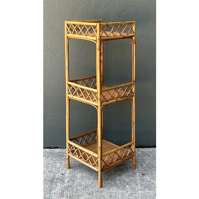 Vintage Rattan Three-Tier Shelf For Sale - Image 11 of 12