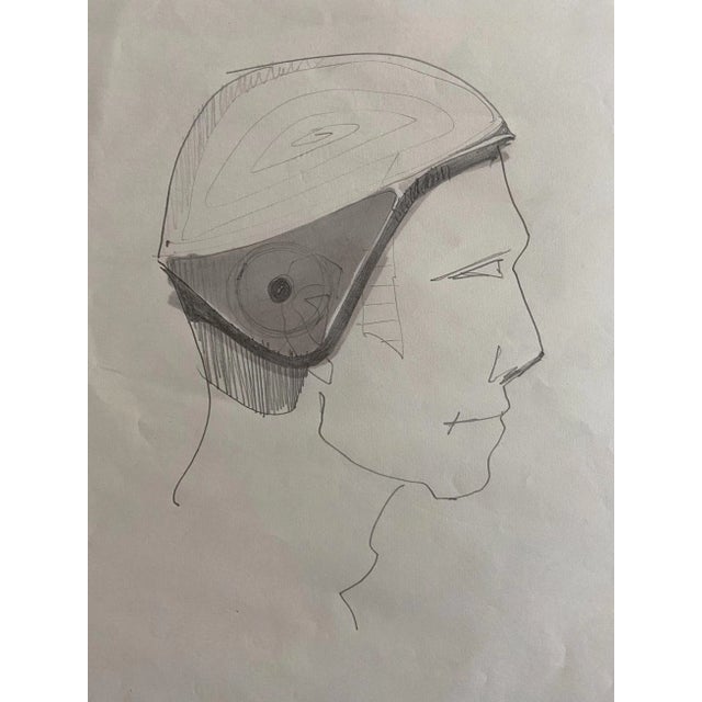 1960s Raymond Loewy & William Snaith, Helmeted Man 1 for NASA, 1969, Pencil Drawing For Sale - Image 5 of 5