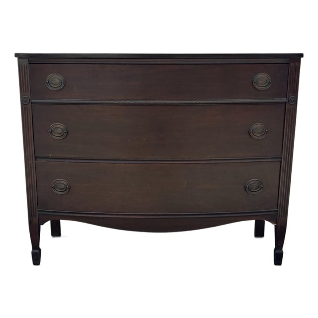Early 20th Century Federal Revival Mahogany Bowfront Chest of Drawers For Sale