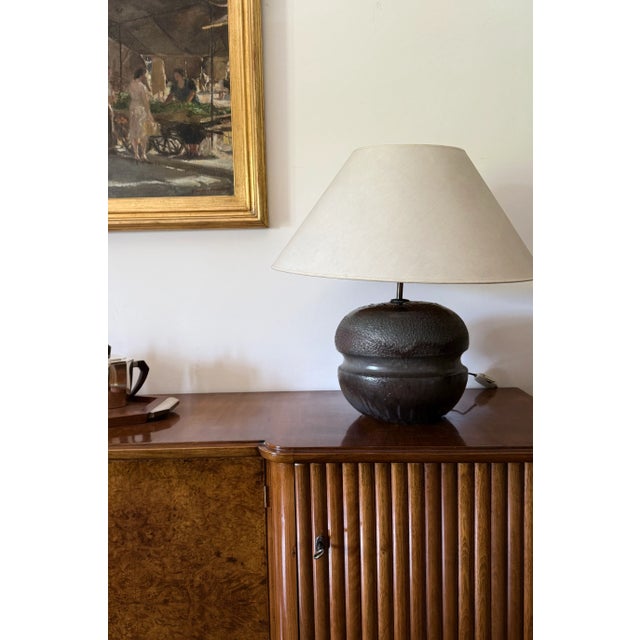 1960s Mid-Century Modern Brown Ceramic Lamp Base, France, 1960s For Sale - Image 5 of 17