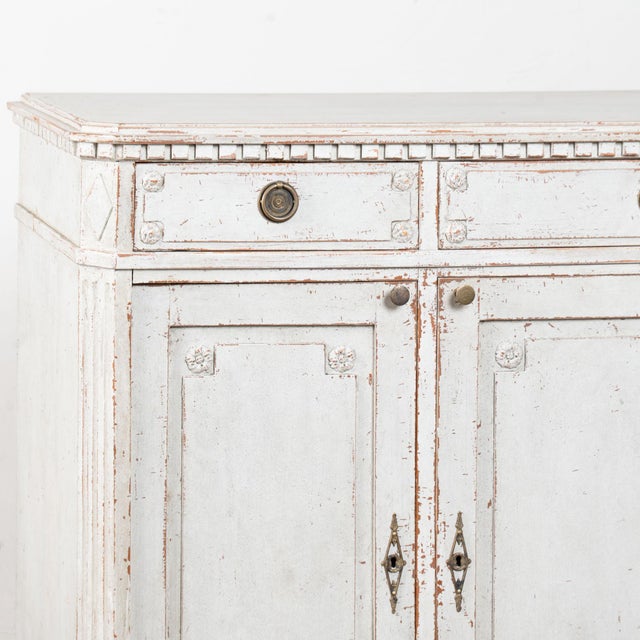 Gray 19th Century Swedish Gray Painted Gustavian Pine Sideboard Buffet For Sale - Image 8 of 13
