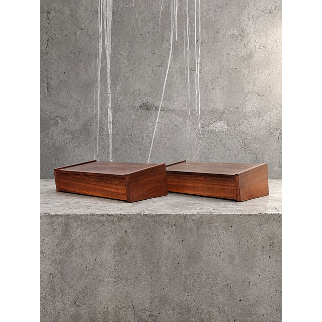 Brown Floating Bedside Tables by Melvin Mikkelsen, 1960s, Set of 2 For Sale - Image 8 of 13
