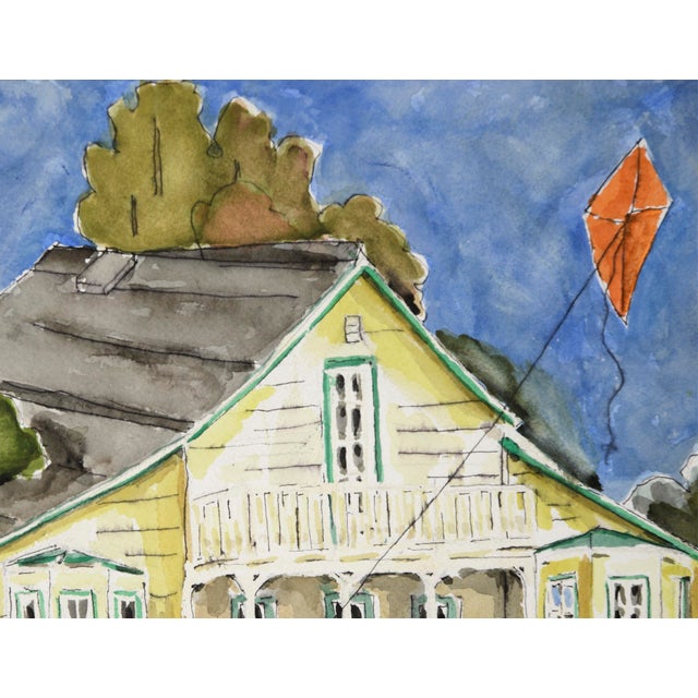Blue "Salinas Mayor's House" - Original Watercolor Landscape on Paper by Ken L Stephens For Sale - Image 8 of 8