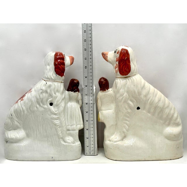 A Very Unusual Pair of Large Size Antique English Staffordshire Pottery Dog Figures - Circa Mid 19th Century For Sale - Image 16 of 18