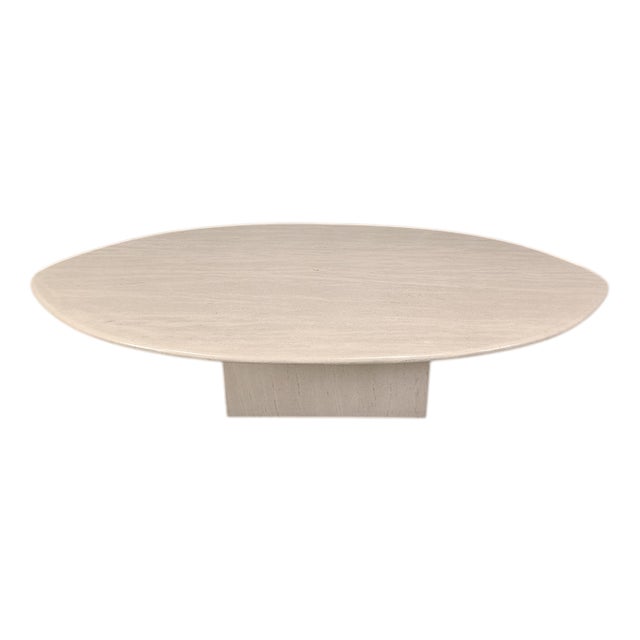 Vintage Oval Travertine Coffee Table, 1970s For Sale