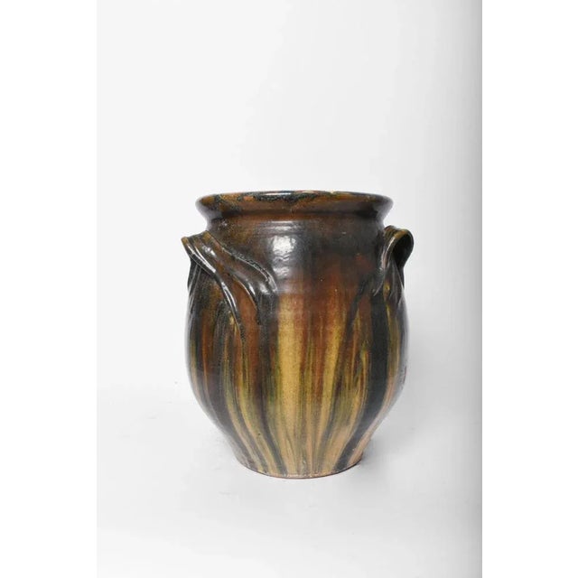 1950s Green Blue and Yellow Ceramic Vase with Handles, 1950s For Sale - Image 5 of 5