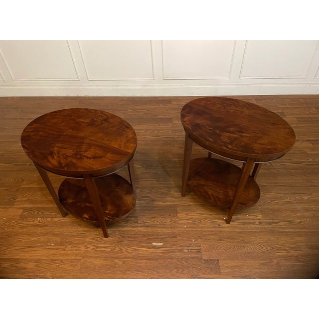 Pair of Leighton Hall Mahogany Oval End Tables - Showroom Samples For Sale - Image 11 of 12