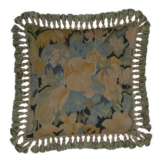 Aubusson Leaves Throw Pillow With Tassel Trim For Sale