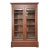 Late 20th Century Traditional Walnut Glass Front Double Door Bookcase Cabinet For Sale